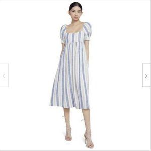 NWT Alice + Olivia Bauery Striped Puff Sleeve Midi Dress 6